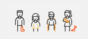 Ilustración vectorial que representa el espectro de la discapacidad según el modelo de Microsoft, incluyendo discapacidades permanentes, temporales y situacionales. La imagen promueve la accesibilidad al mostrar cómo cualquier persona puede enfrentar limitaciones en distintos contextos.